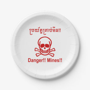 Prato De Papel Perigo! Os meus! ☠ Khmer - Sinal ☠