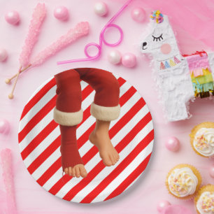 Prato De Papel Pernas Divertidas de Elfo Natal   Travessuras do P