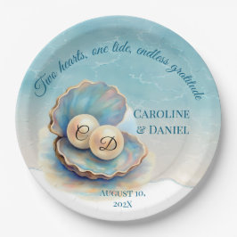 Prato De Papel Pérolas de Casamento de Praia Shell Elegant Ocean