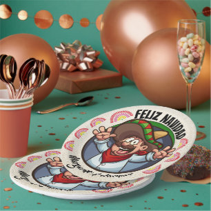 Prato De Papel Personagem Espanhola Feliz Navidad