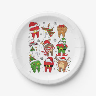 Prato De Papel Personagens Dentários de Natal Adoráveis Diversão 
