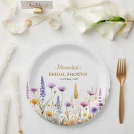 Prato De Papel Personalise Bridal Shower Wildflowers