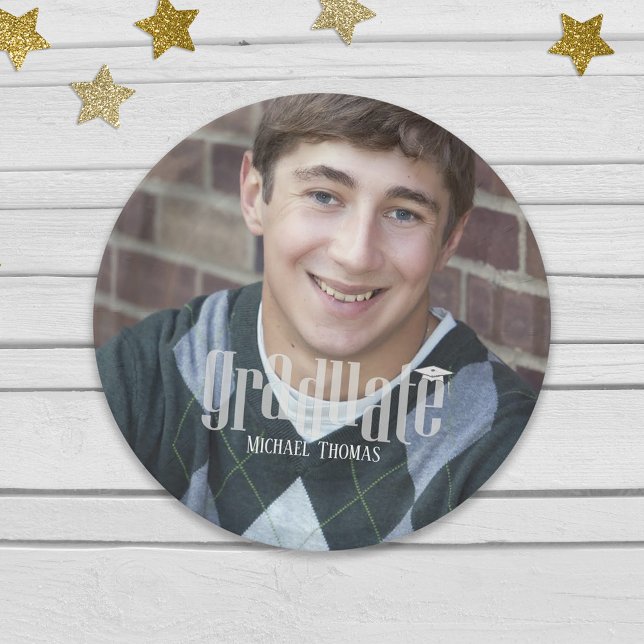 Prato De Papel Personalização de Foto de Festa de formatura Moder (Criador carregado)