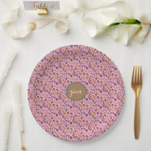 Prato De Papel Personalização de Padrão Botânico