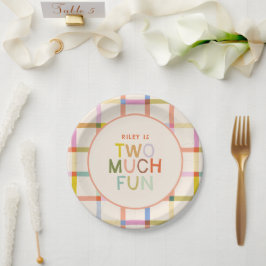 Prato De Papel Personalização do segundo aniversário "Dois Muito