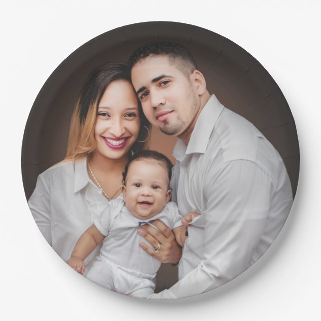 Prato De Papel Personalizada Foto da Família Personalizada (Frente)