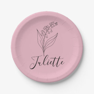 Prato De Papel Personalizada May Lily da Flor de Nascimento do Va