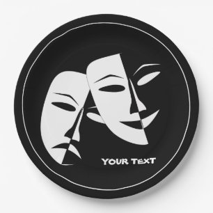 Prato De Papel Personalizado Branco Preto da Tragédia da Comédi