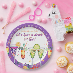 Prato De Papel Personalizado de Cocktails FIESTA