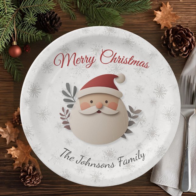 Prato de Papel Personalizado do Papai Noel Natal (Criador carregado)