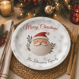 Prato de Papel Personalizado do Papai Noel Natal