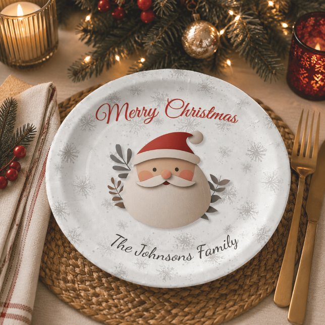 Prato de Papel Personalizado do Papai Noel Natal (Criador carregado)