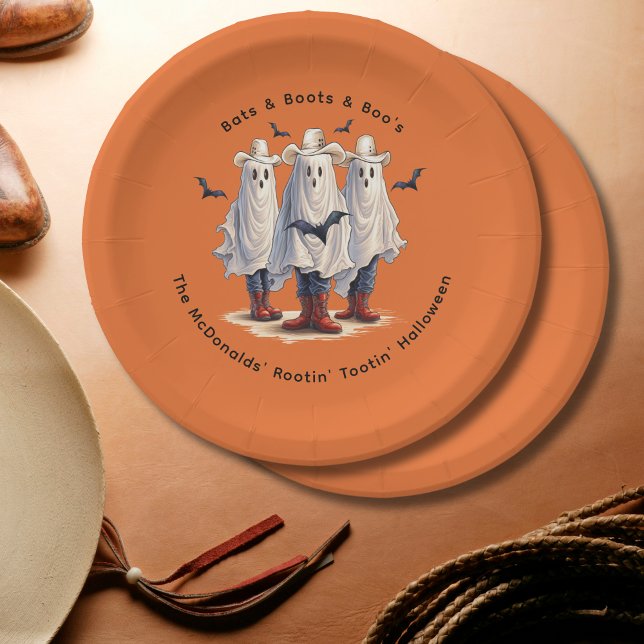 Prato De Papel Personalizado Fantasmas de Vaqueiro Spooky do Hall (Add text to personalize, See collection for other items)
