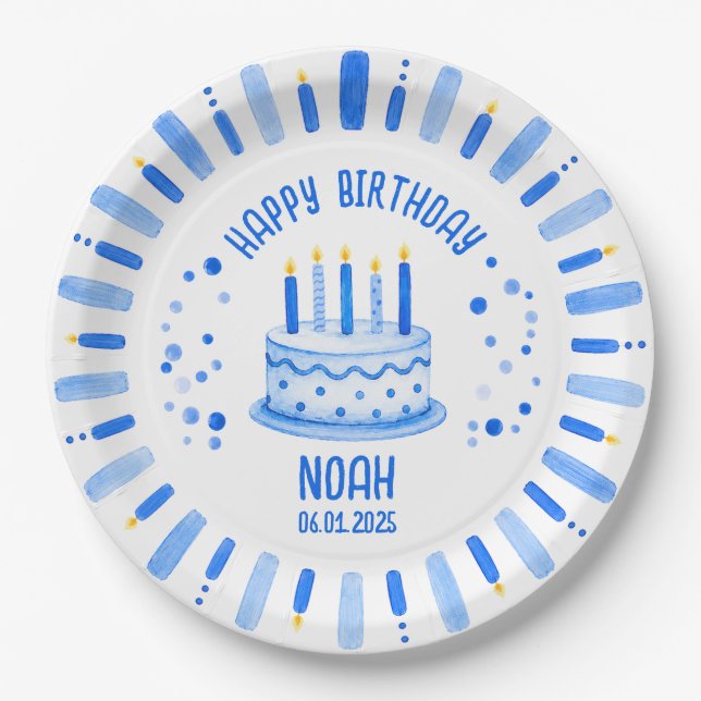 Prato de Papel Personalizado Feliz Aniversário     (Frente)