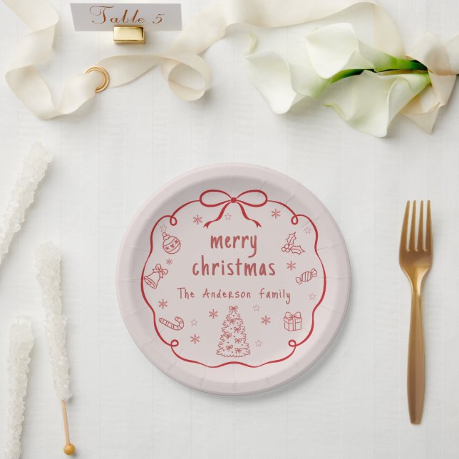 Prato de Papel Personalizado Feliz Natal (Casamento)