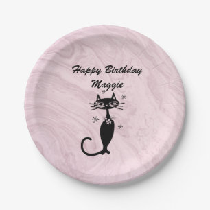 Prato de Papel Personalizado Gato Atômico Retro Ro