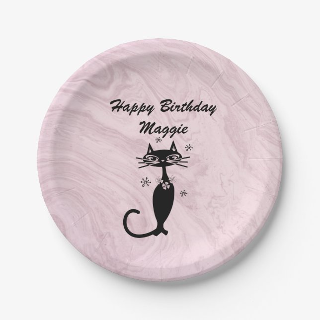 Prato de Papel Personalizado Gato Atômico Retro Ro (Frente)