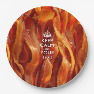 Prato De Papel Personalizado mantenha a calma e o seu bacon