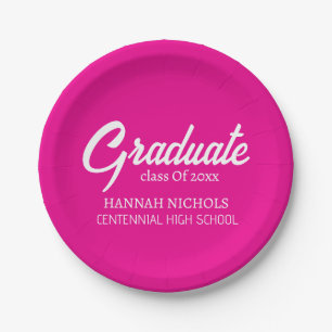 Prato De Papel Personalizado Nome Custom Estiloso Moderno Graduaç