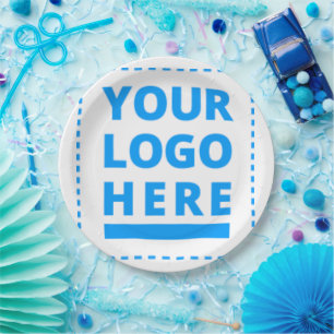 Prato De Papel Personalizado o seu texto ou logotipo aqui 2 Poleg