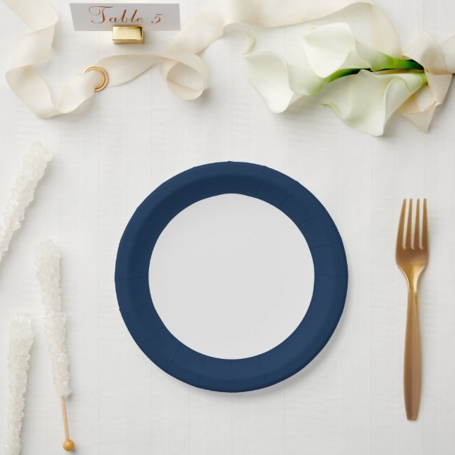 Prato de Papel Personalizado Oxford Blue Rim (Casamento)