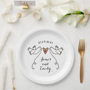 Prato de papel personalizado para comida de casame