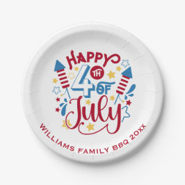 Prato De Papel Personalizado Patriótico 4 de Julho