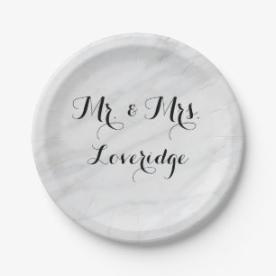 Prato De Papel Personalizado Sr. Marble de Cinza da Cinza Branca