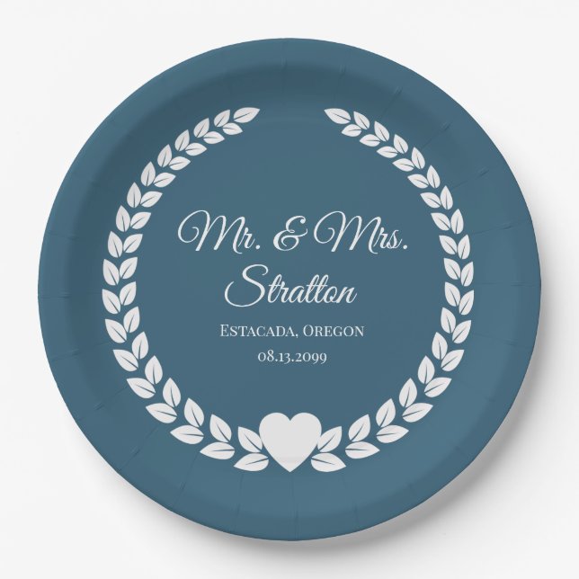 Prato De Papel Personalizado Sr & Sra. Bride e Groom Newlywing (Frente)