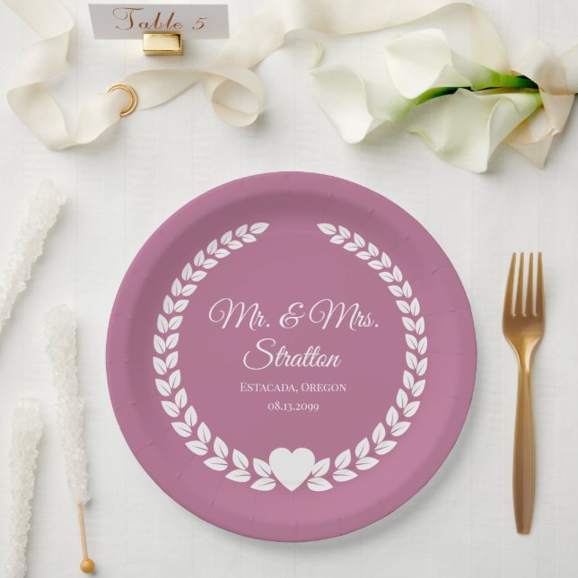 Prato De Papel Personalizado Sr & Sra. Bride e Groom Newlywing (Casamento)