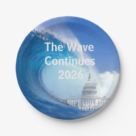 Prato De Papel Personalizar Blue Wave Eleição 2026