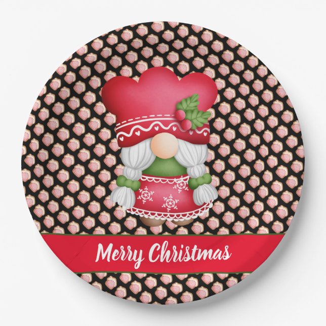 Prato De Papel Personalizar Cor e Texto do Gnomo da Casa (Frente)