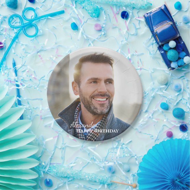 Prato De Papel Personalizar família de fotos de aniversário (Festa)