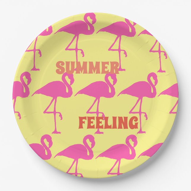 Prato De Papel Personalizar Flamingo Rosa (Frente)