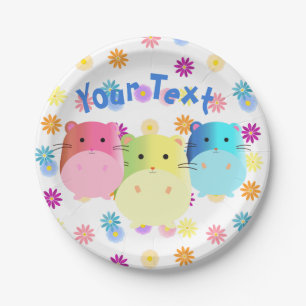 Prato De Papel Personalizar Hamsters Kawaii Cute Triplo