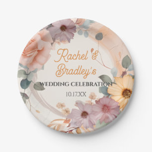 Prato De Papel Personalizar Pastel Floral Rosa Greenerescente
