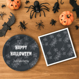 Prato De Papel Personalizável para o Dia das Bruxas Negro