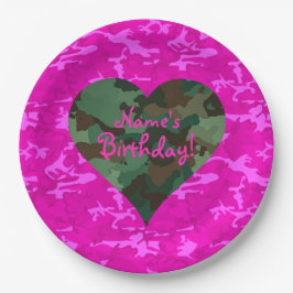 Prato De Papel Personalize - Camo cor-de-rosa