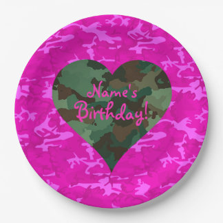 Prato De Papel Personalize - Camo cor-de-rosa