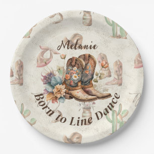 Prato De Papel Personalize Dança de Linha Boho Ocidental