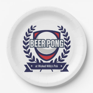 Prato De Papel Personalize Este Logo de Beer Pong