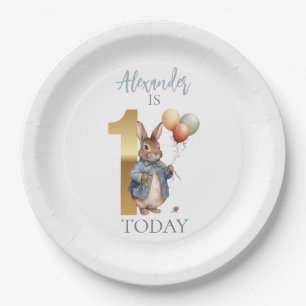 Prato De Papel Personalize Peter o coelho Primeiro aniversário