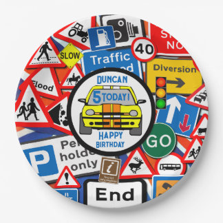 Prato De Papel Personalized Colourful Road Signs, Birthday Party