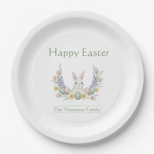 Prato De Papel Personalized Easter Party Plates (Frente)