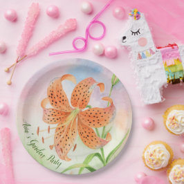 Prato De Papel Personalized Elegant Botanical Tiger Lily