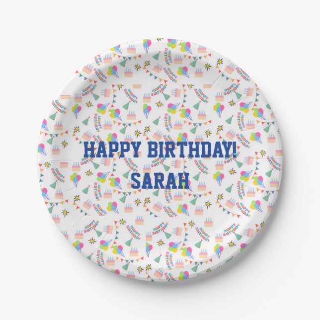 Prato De Papel Personalized happy birthday plate (Frente)
