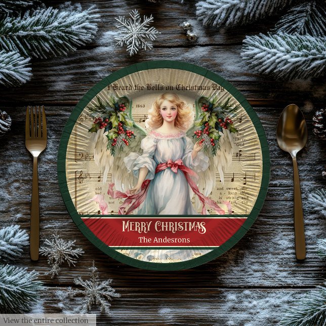 Prato De Papel Personalized Holiday Paper Plates Angel Celebratio (Personalized Holiday Paper Plates Angel Celebration)