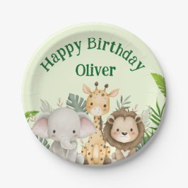 Prato De Papel Personalized Safari Birthday Paper Plates
