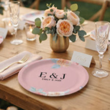 Personalized Wedding Monogram & Floral Drink