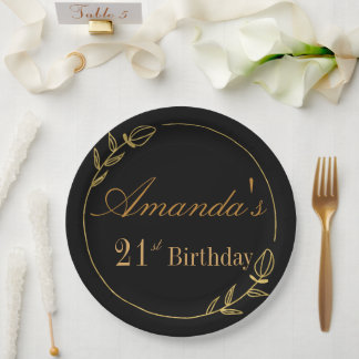 Prato De Papel Personalizes Birthday with Golden Frame